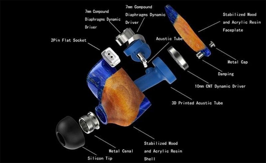 Unique Melody 3D Terminator - in-ear headphones in wooden cases
