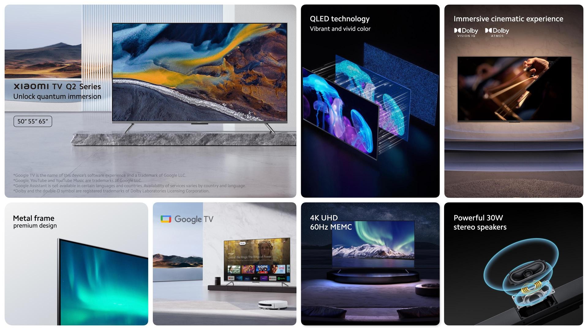 Xiaomi has announced in Europe a series of TVs Xiaomi TV Q2, which are equipped with quantum dot panels.