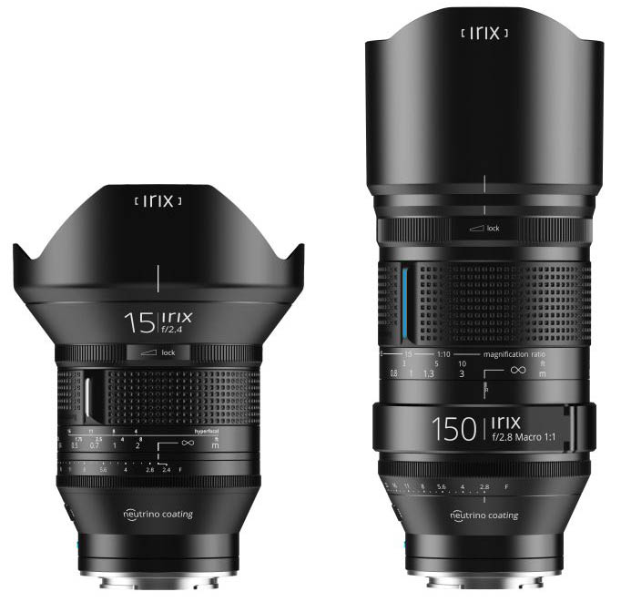 15mm f/2.4 and 150mm f/2.8 macro 1:1