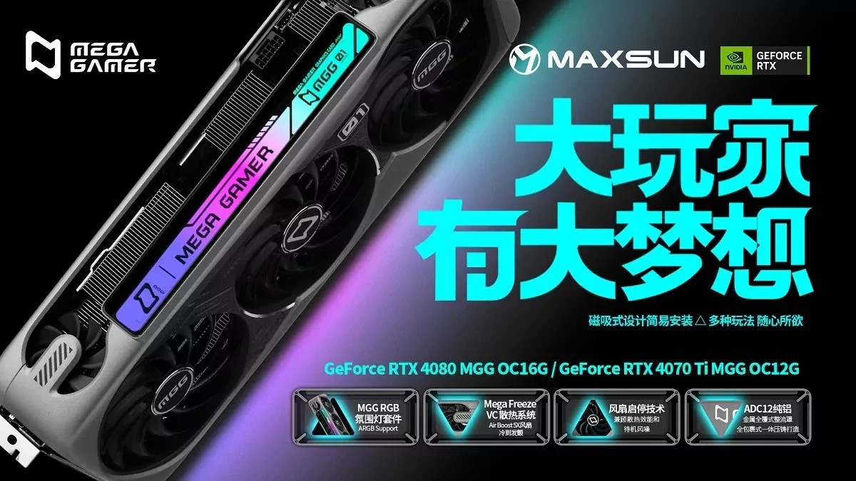 MAXSUN UNVEILS THE WORLD'S FIRST RTX 4090 WITH FIVE FANS AND A MAGNETIC SCREEN