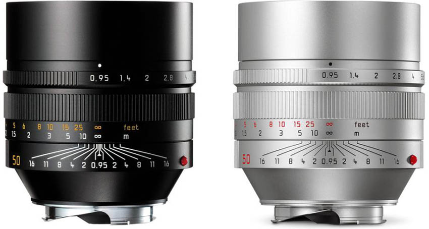 Production versions of Leica Noctilux-M 50mm F0.95 ASPH.: Black ($12,995) and Silver ($13,095)