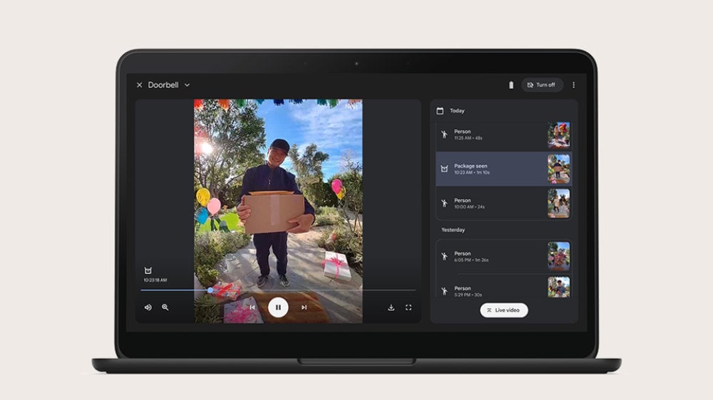 With Google Home you can always keep an eye on your security cameras or video doorbells.