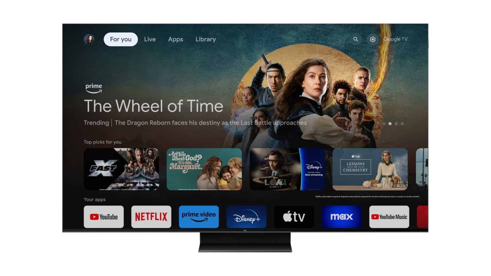 The TCL QM7 uses Google TV 12 as its operating system and provides a smooth smart TV experience.