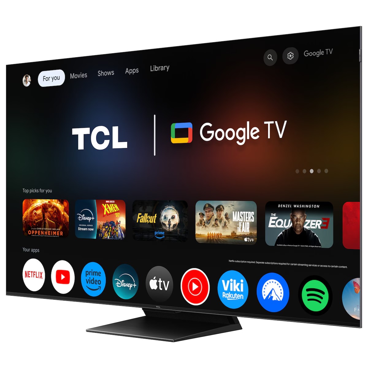 To free up your hands, you can activate the TV's built-in microphone by saying "OK, Google."