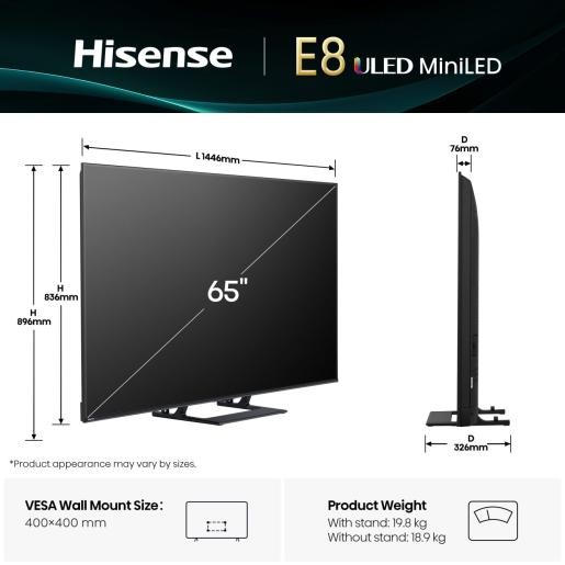 Hisense E8Q is not the most advanced Mini LED TV. Peak brightness of 600 cd/m2, 220 backlight zones, 90% DCI-P3 color gamut – all this provides, however, excellent image quality. 