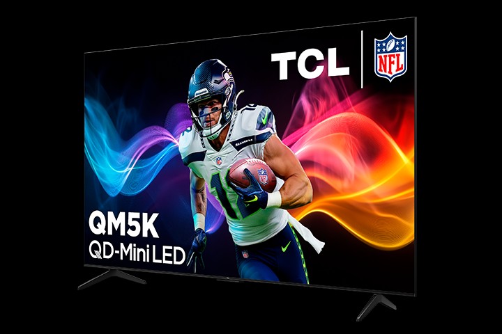 It's very similar to the TCL QM6K , with a textured back panel and two simple feet serving as a stand. 