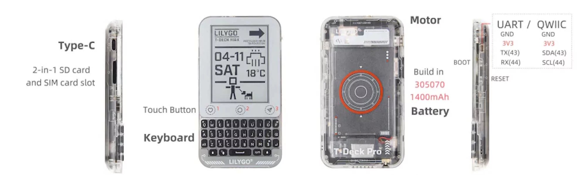 In terms of other features, the T-Deck Max features a 3.1-inch E Ink display with a resolution of 320 x 240 pixels.