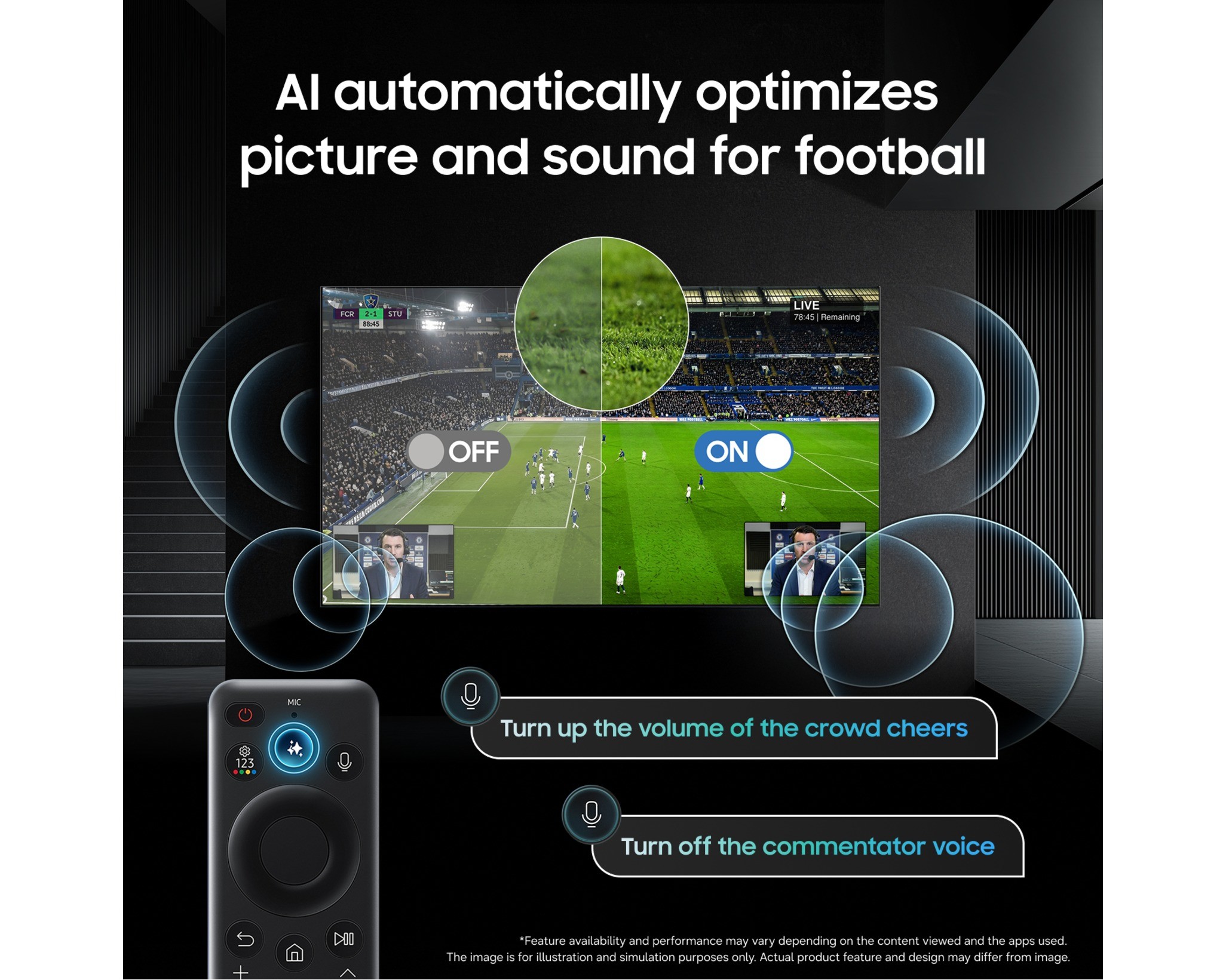 It's hard to imagine the Samsung 65S90H, which is as thin as the S90H in most parts, producing decent sound. However, the S90H does sound quite good. The unsatisfactory sound occurs when the sound is left in its default settings, that is, in Standard mode.
