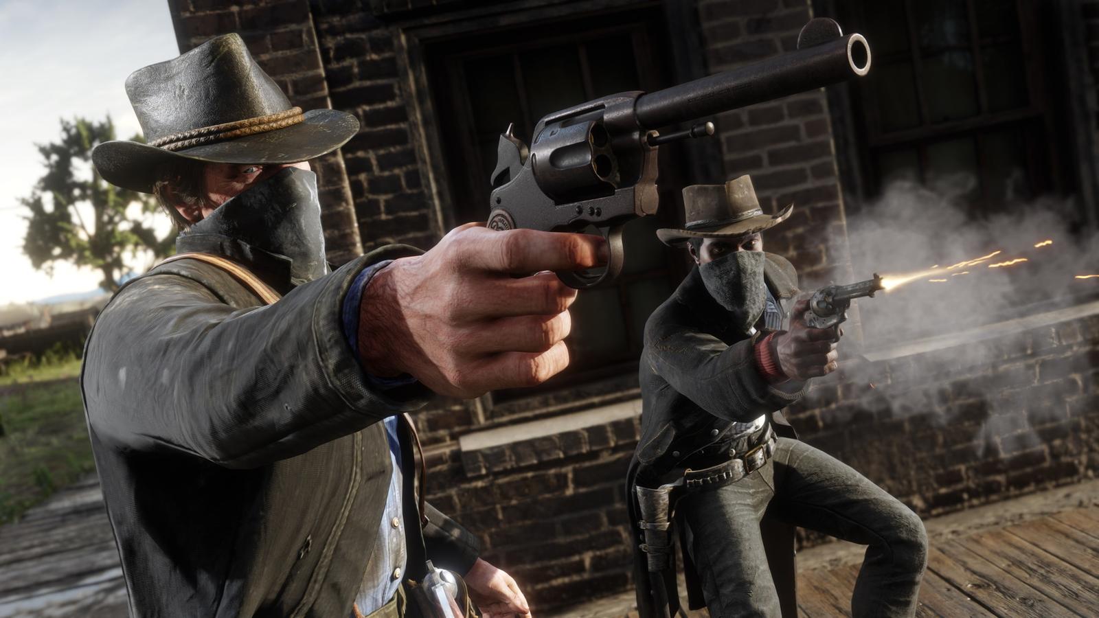 Arthur riding through the open world of Red Dead Redemption 2