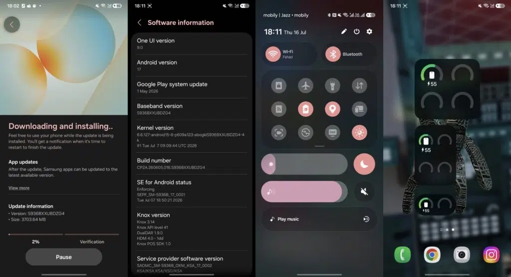 Samsung Galaxy smartphone settings screen showing One UI interface