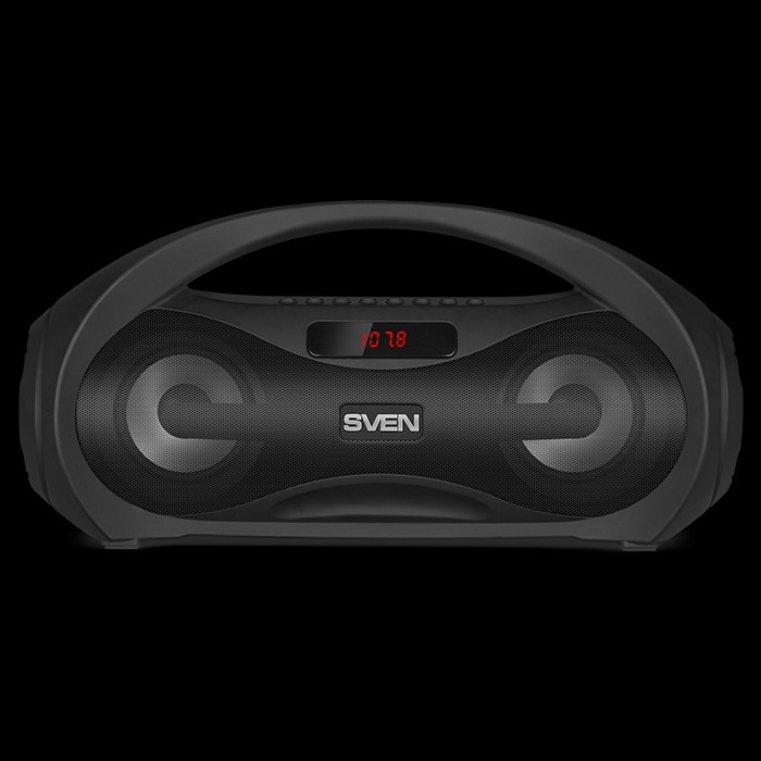 SVEN PS-425 compact portable party speaker with carry handle and dynamic lighting
