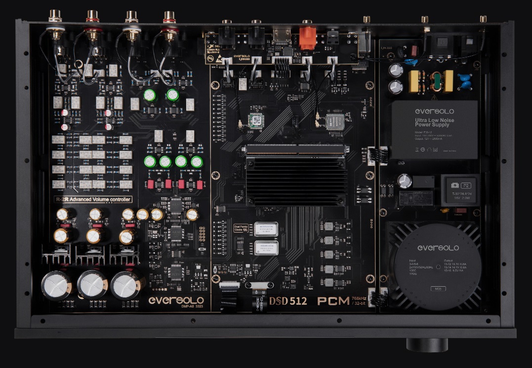 Eversolo DMP-A8: A Network Player, DAC and Preamp Built for Modern Systems 13 Eversolo DMP-A8 network player DAC with front touchscreen in black aluminum chassis