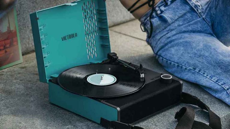 Victrola Revolution GO Brings Flexibility to Portable Vinyl 12 Victrola Revolution GO portable record player with built-in stereo sound and Bluetooth connectivity