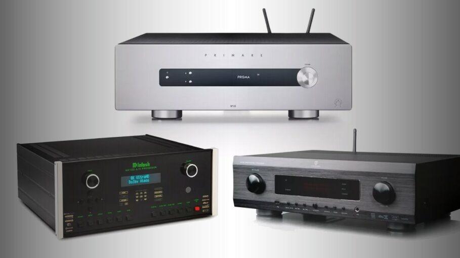 Best AV Processors: Choosing the very best for your home theater 18 AV receiver connected to home theater speakers, HDMI sources, TV, and subwoofer for room calibration