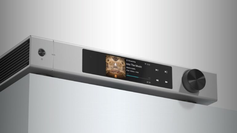 Matrix Audio Element X2 Pure: Powerful Streamer with a built-in headphone amplifier 1 Music streamer connected to a hi-fi amplifier, DAC, router, and control tablet in a home audio system