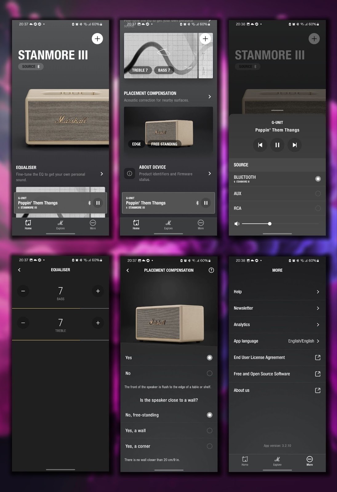The Marshall Bluetooth app is available in the Play Market and App Store absolutely free. 