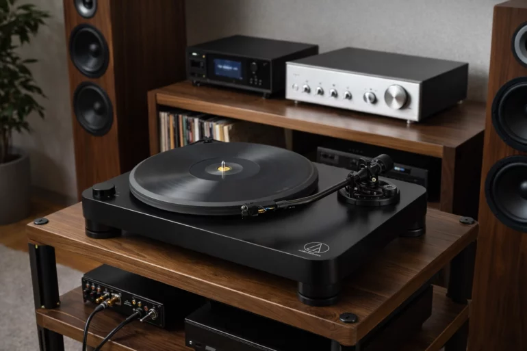 Audio-Technica AT-LP7X: A Serious Acrylic-Platter Turntable for Vinyl Purists 6 Audio-Technica’s AT-LP7X is a no-nonsense turntable for vinyl lovers, featuring a heavy plinth, acrylic platter, and adjustable J-shaped tonearm.