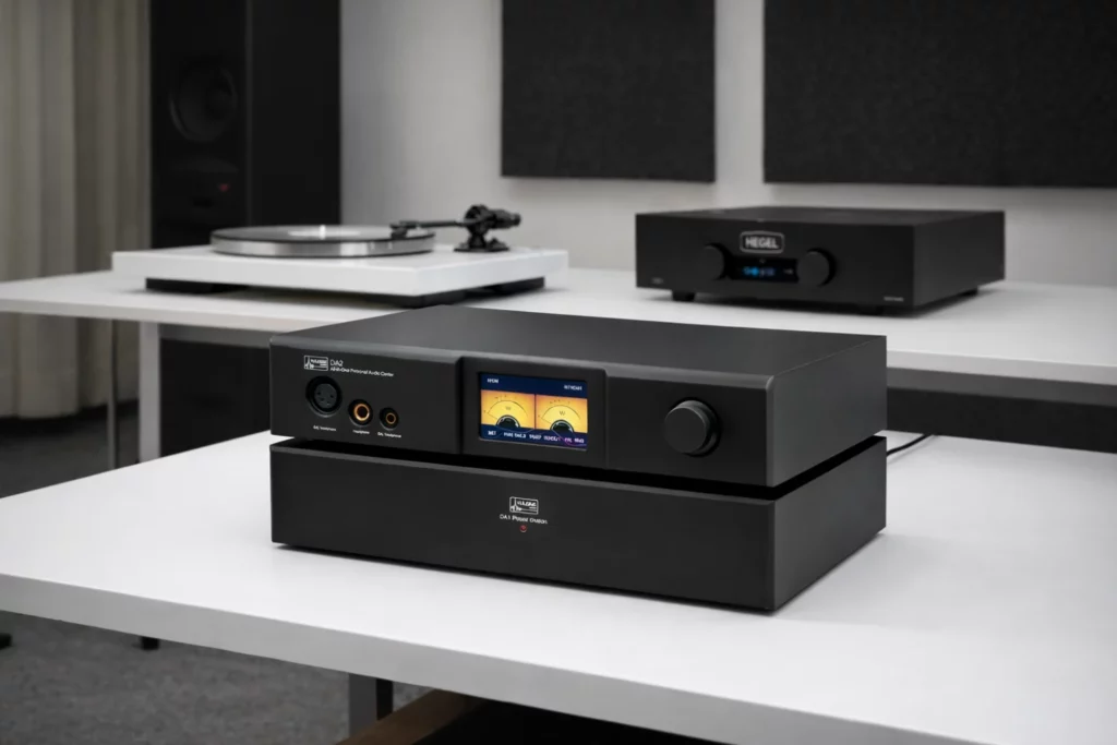 DAART DA2 is a powerful all-in-one DAC, streamer and Class A headphone amplifier with AK4499EX, FPGA processing and R2R volume control. Built for modern hi-fi systems.