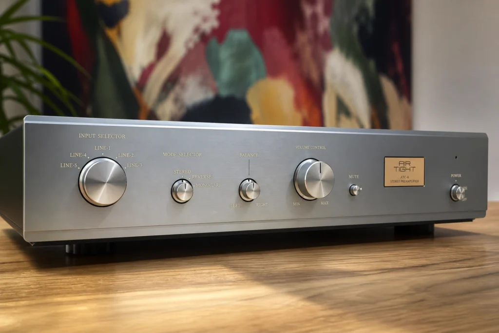 Air Tight’s ATC-6 brings back traditional tube preamp design with upgraded internals, anti-resonance chassis, and audiophile-grade performance.