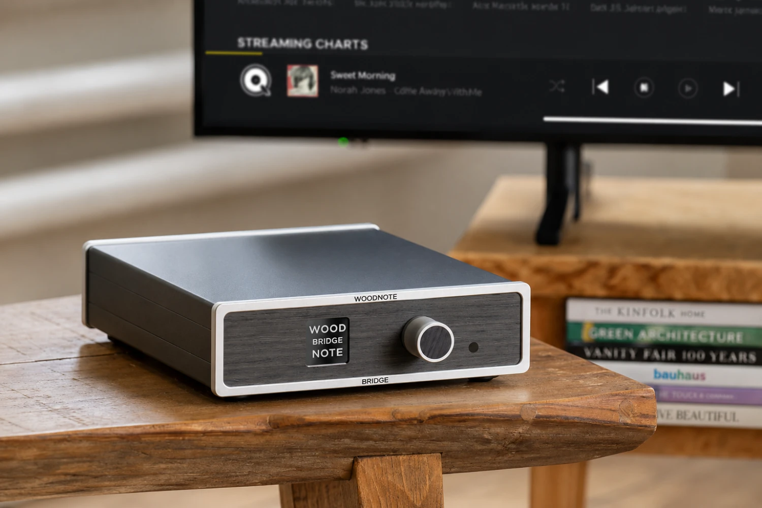 Lindemann Audiotechnik introduces the Woodnote Bridge, a minimalist high-end network player with pure digital outputs, femtoclock technology, HDMI eARC, galvanic isolation, and a linear R-Core power supply.
