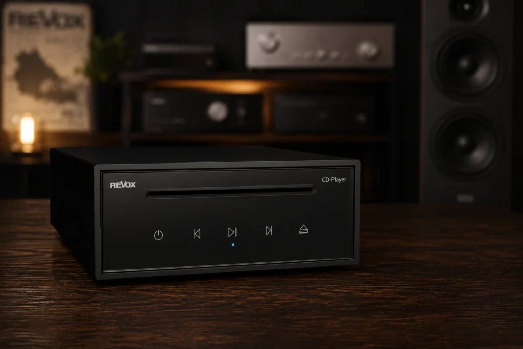 Revox unveils the Studiomaster CD100, a premium CD player with Burr-Brown DAC, Multiuser 3.0 integration, and seamless support for M500 and M300 hi-fi systems.