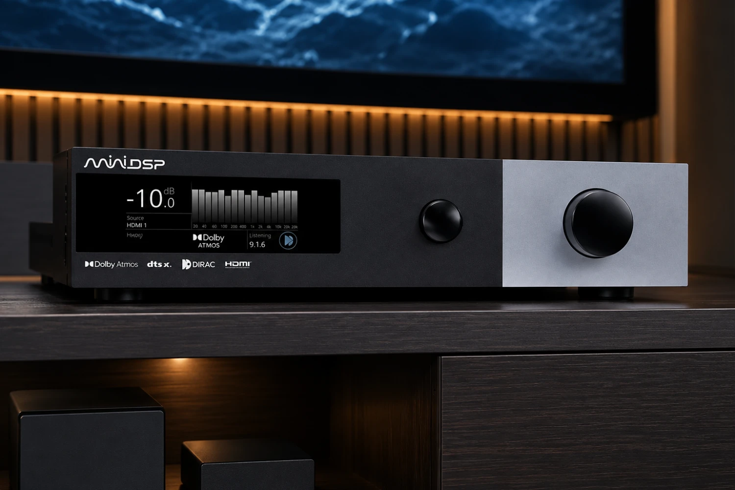 The miniDSP Tide16 AV processor now includes Dirac Live ART, Bass Control, and Room Correction. Discover how this 16-channel Dolby Atmos processor transforms home theater performance.