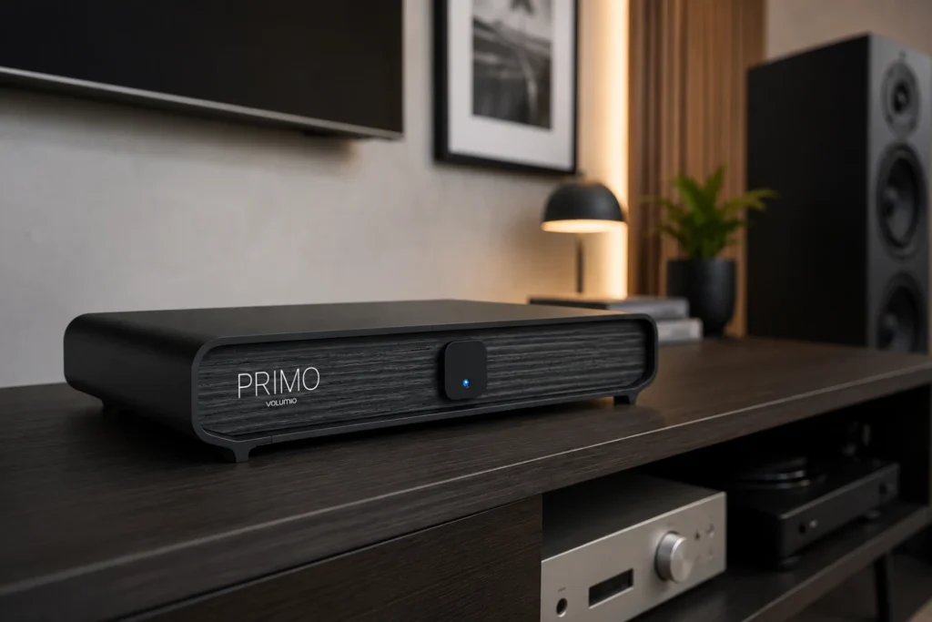 Volumio has redesigned its Primo streaming DAC for a third generation, adding updated processing hardware, an ESS Sabre DAC stage, flexible analog output levels and broader system control options.
