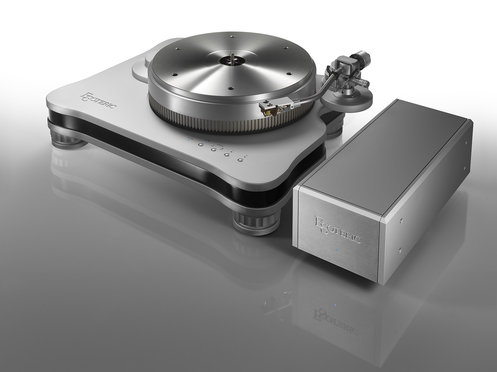Esoteric T-01 Brings Magnetic Drive to a More Compact Turntable 8 Esoteric T-01 turntable with aluminum platter and external power supply