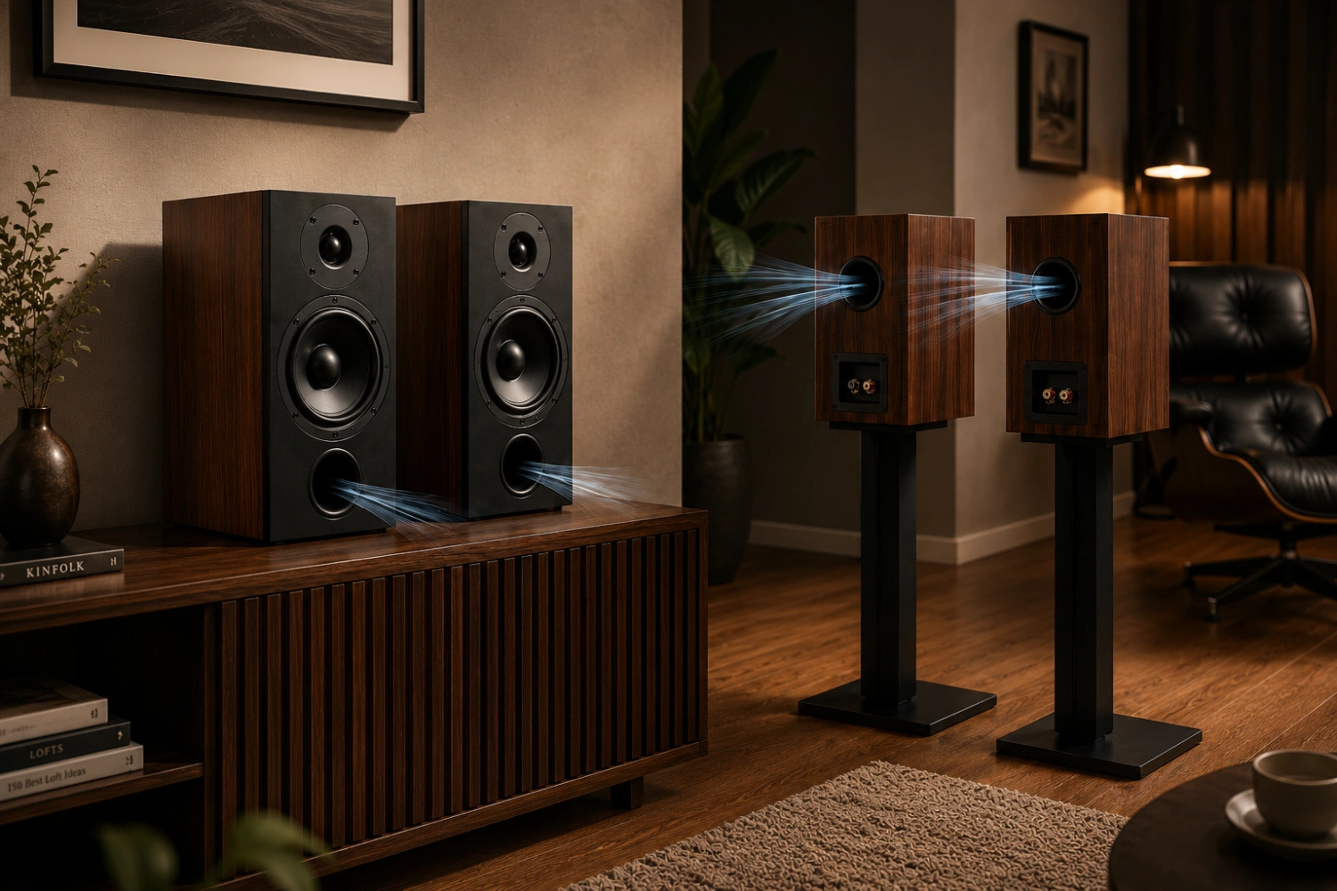 Front vs rear bass reflex ports explained. Discover how port position affects speaker placement, wall interaction, bass response and which design is best.