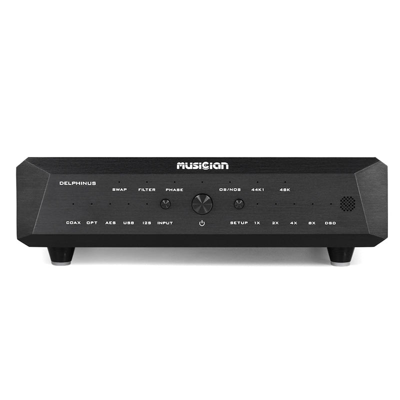 Musician Delphinus Pairs Discrete R-2R Conversion With DSD1024 Support 9 The rear panel features RCA and balanced XLR analog outputs. The RCA output is 2.0 Vrms and the XLR output is 4 Vrms; the output impedance is specified as 625 Ohms for RCA and 1250 Ohms for XLR.