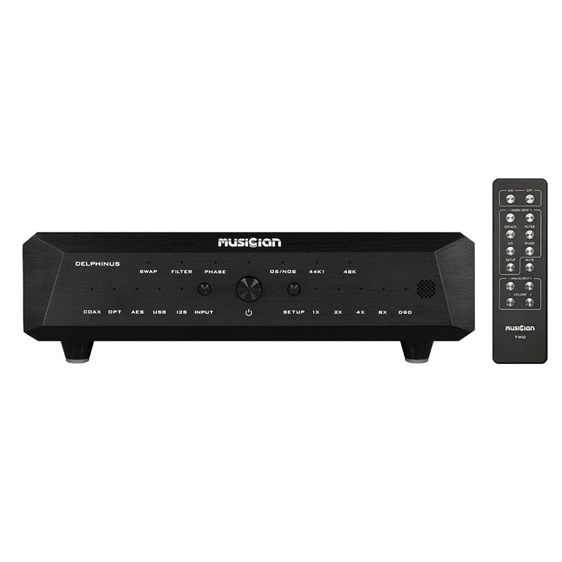 Musician Delphinus Pairs Discrete R-2R Conversion With DSD1024 Support 8 The DAC has five digital inputs: USB, I2S, coaxial, optical, and AES/EBU. I2S offers eight configurable compatibility modes. USB and I2S support PCM up to 32-bit/1536 kHz and DSD up to DSD1024.