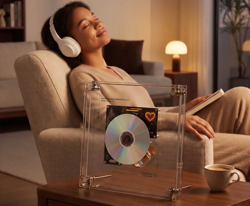 SYITREN RM1 Puts a Transparent Spin on the CD Player 8 The RM1 can be placed on a table or mounted on a wall using the built-in brackets.