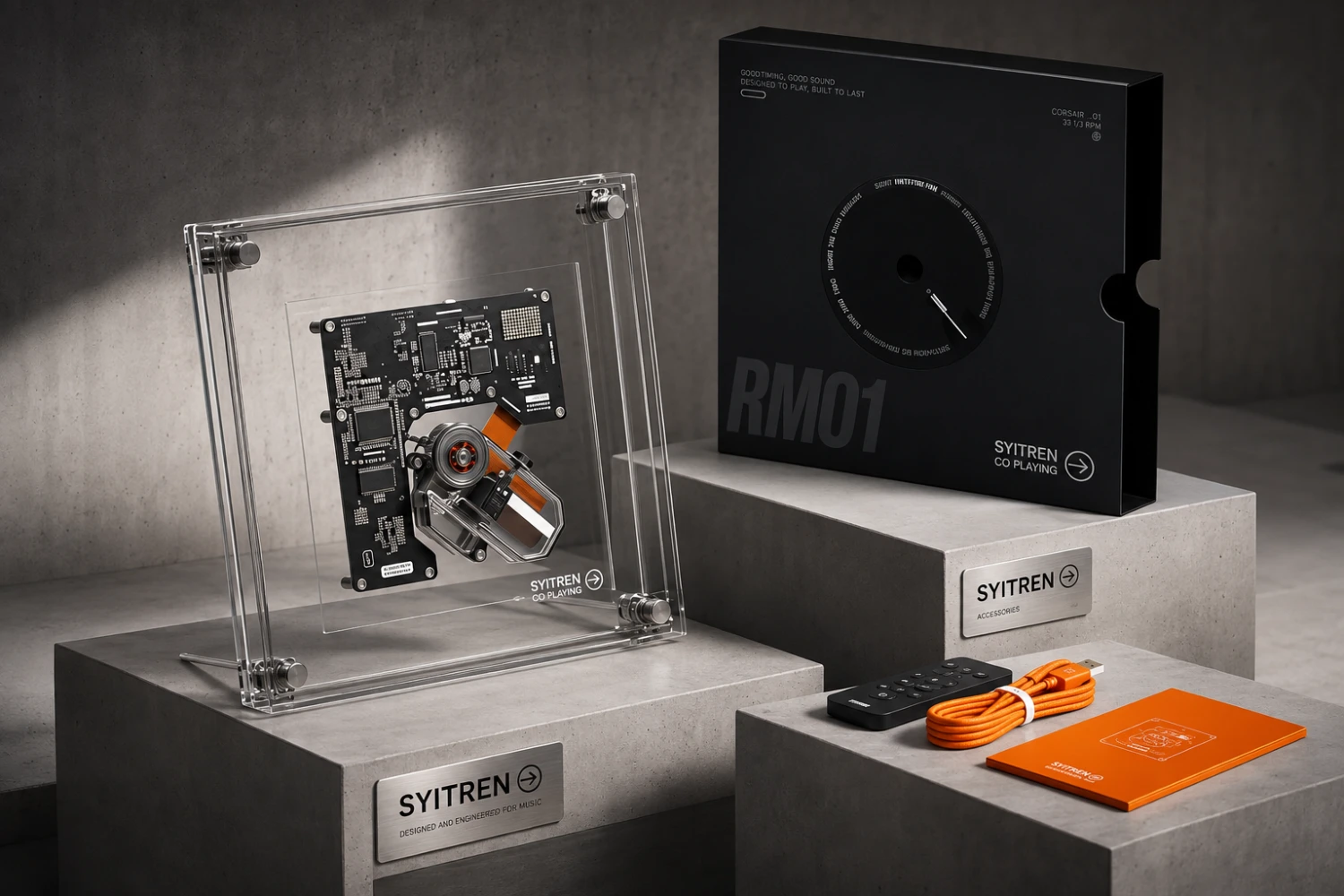 SYITREN RM1 Puts a Transparent Spin on the CD Player 9 Introduced through Kickstarter, the SYITREN RM1 exposes its spinning disc, optical mechanism and internal components inside a transparent acrylic enclosure.