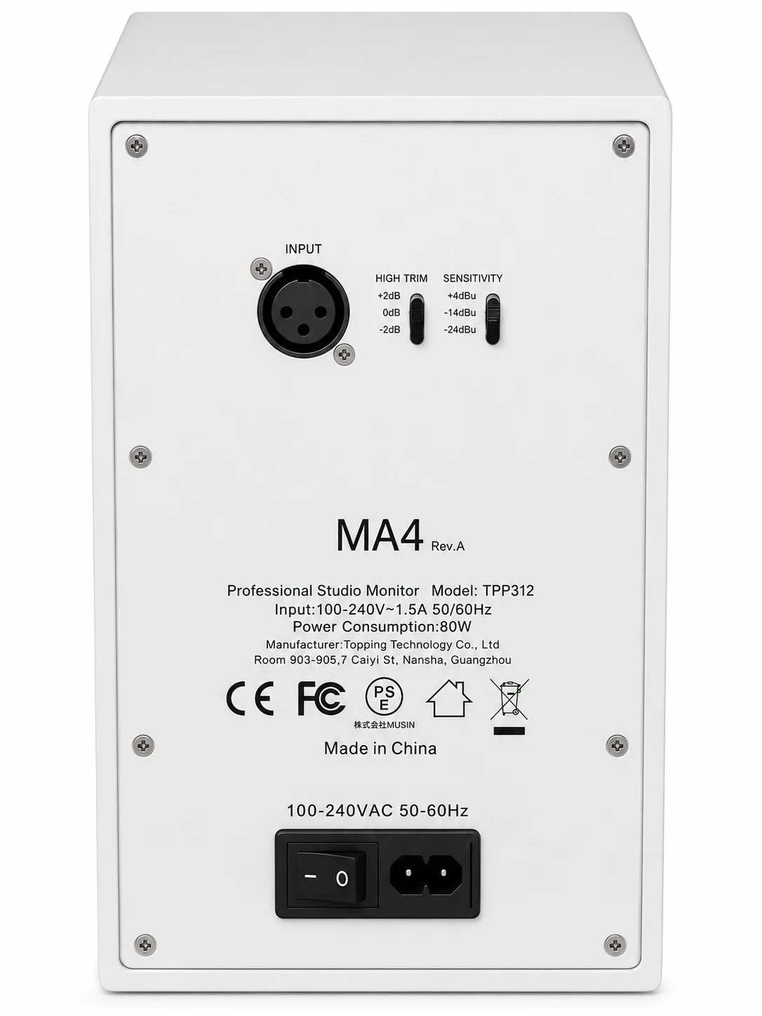 TOPPING MA4 Active Monitors Favor Analog Simplicity Over DSP 9 The stated frequency range is 49 Hz to 20 kHz with a ±3 dB deviation, and the maximum sound pressure level reaches 105 dB at a distance of 1 meter.