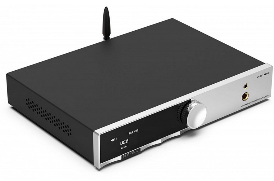 SMSL AS400 integrated stereo amplifier with front display and headphone outputs