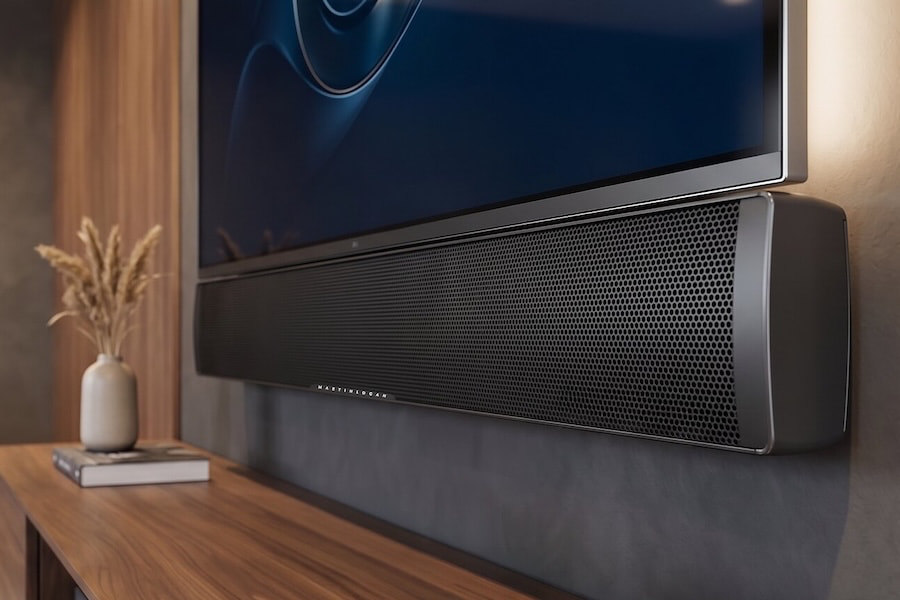 MartinLogan Motion Discrete Cinema Series slim LCR speakers and passive soundbars