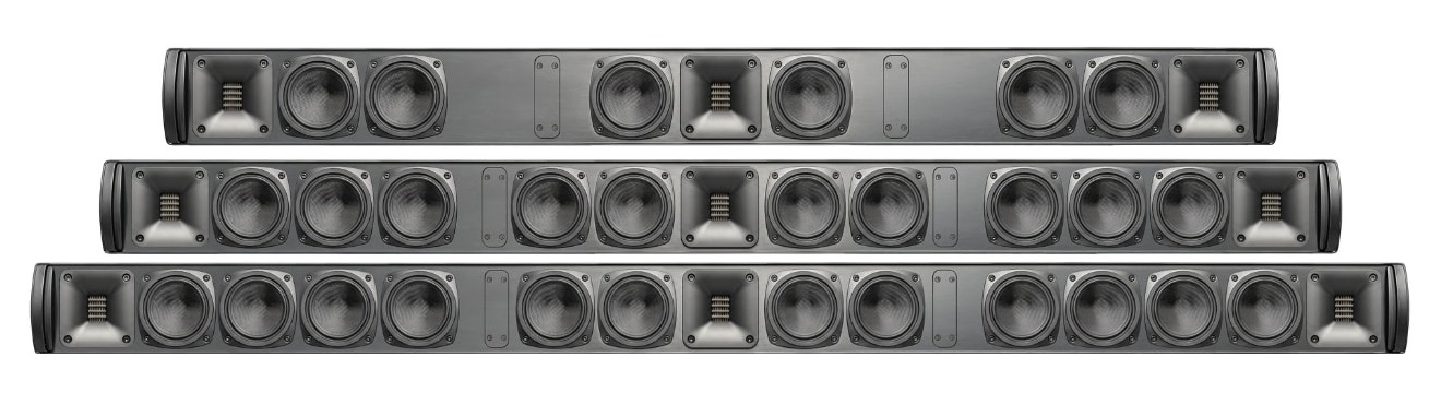 MartinLogan Motion Discrete Cinema Series slim LCR speakers and passive soundbars