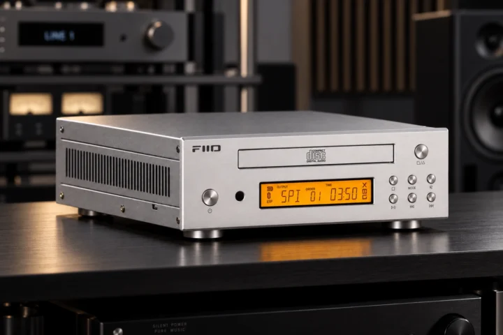FiiO’s compact DP11 CD player can operate with an amplifier or external DAC while also offering USB connectivity and direct WAV ripping.