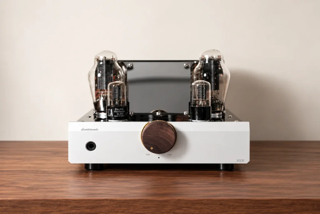 The Layer GEN-300B is a fully discrete, single-ended Class A integrated amplifier delivering up to 10 watts per channel, with transformer-coupled headphone drive and dedicated 4- and 8-ohm speaker outputs.