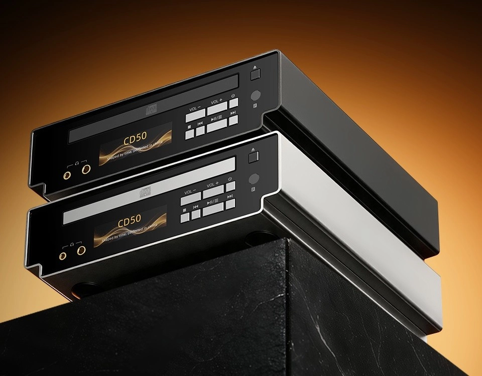 Shanling CD50 Packs DAC and Balanced Headphone Power Into a Compact CD Player 4 Shanling CD50 compact CD player with front display, disc tray and headphone outputs