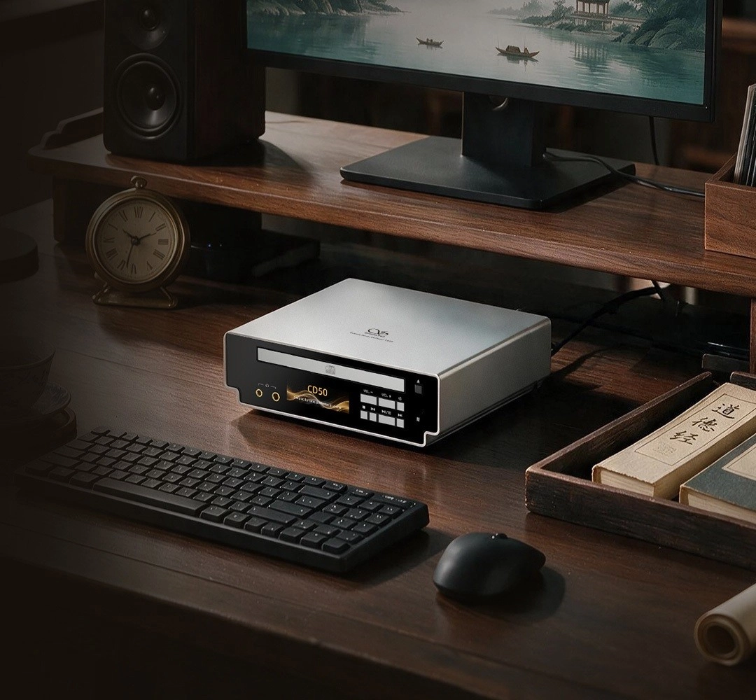 Shanling CD50 Packs DAC and Balanced Headphone Power Into a Compact CD Player 3 Shanling CD50 compact CD player with front display, disc tray and headphone outputs