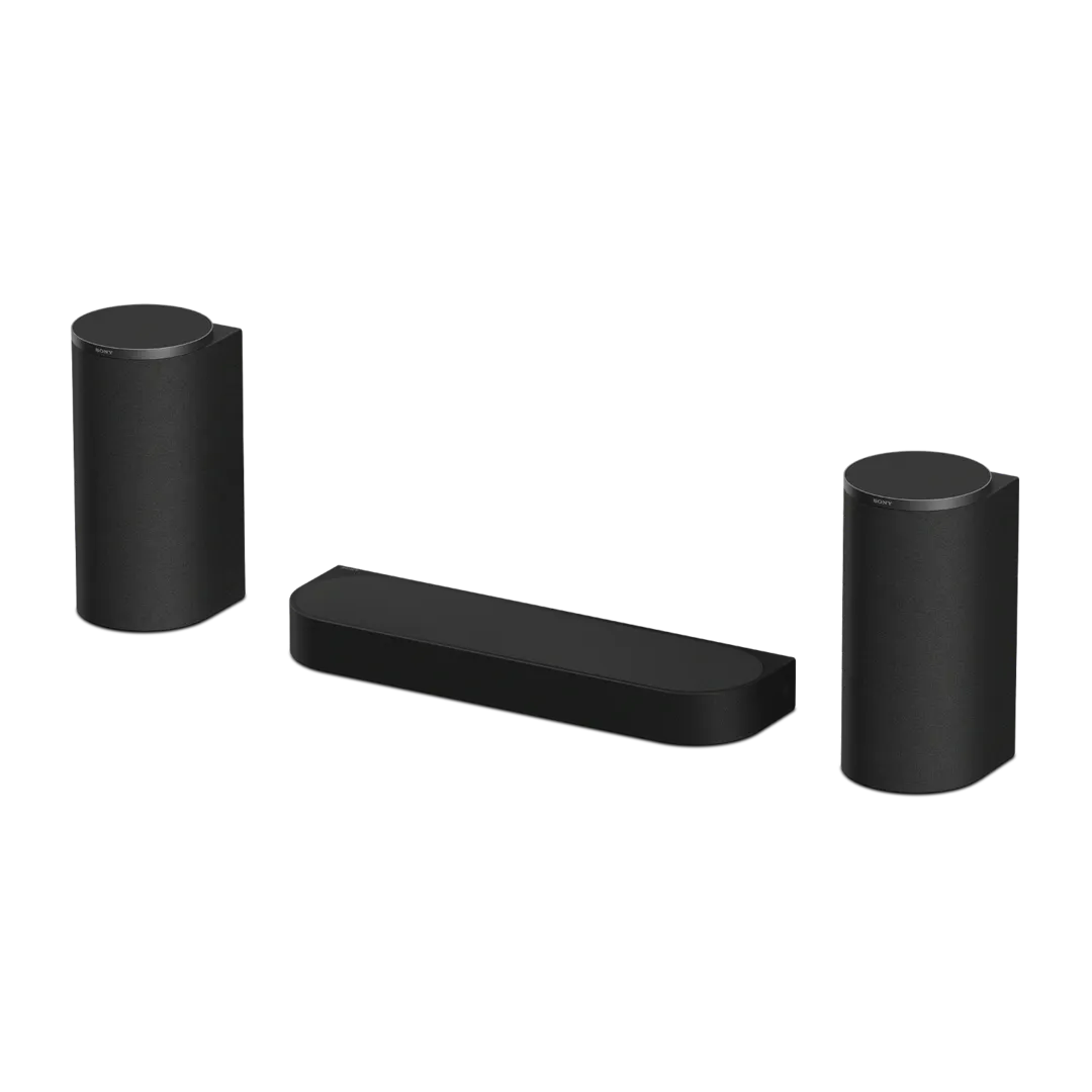 Sony BRAVIA Theatre Trio Builds a Wider 3.0.2-Channel TV Soundstage 3 Sony BRAVIA Theatre Trio center speaker with two wireless front speakers