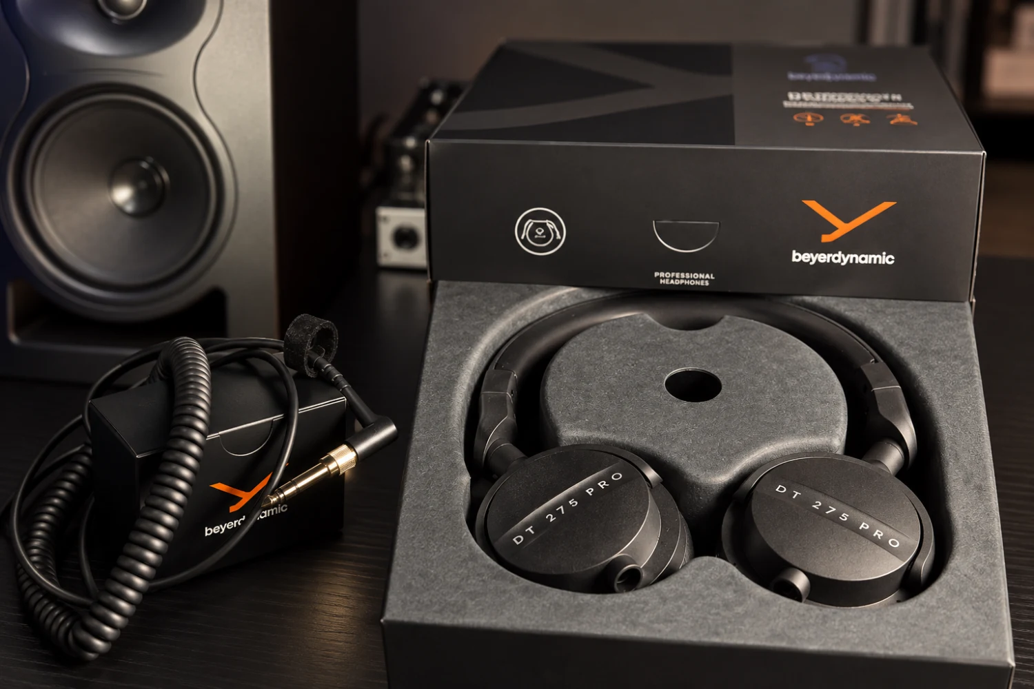 Beyerdynamic DT 275 PRO Review: A Lightweight Tool for Serious Audio 9 Inside the box, the DT 275 PRO is presented with its detachable cable and accessories in a compact, neatly organized layout that suits its practical professional focus.