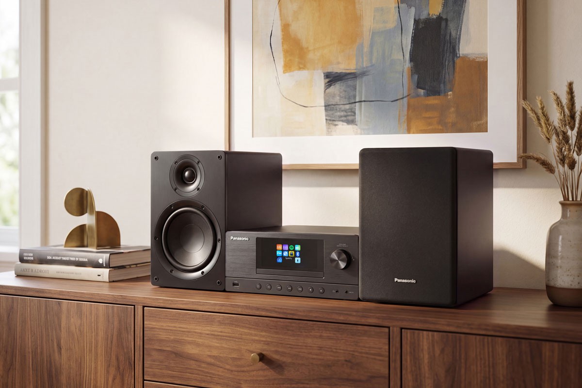 Panasonic SC-PMX112 Builds a Modern Music Hub Around the Classic Micro System 23 Separate two-way speakers give the SC-PMX112 more placement flexibility than a typical single-box wireless system.