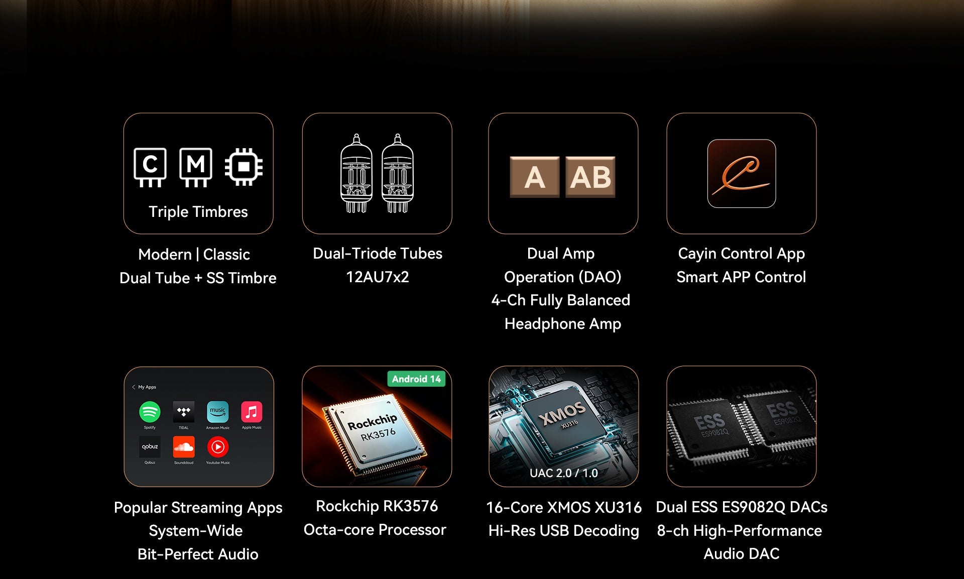 Cayin ID6 Unites Android Streaming, Tube Tuning and Headphone Power 11 Cayin ID6 streamer DAC and headphone amplifier with touchscreen and visible tubes